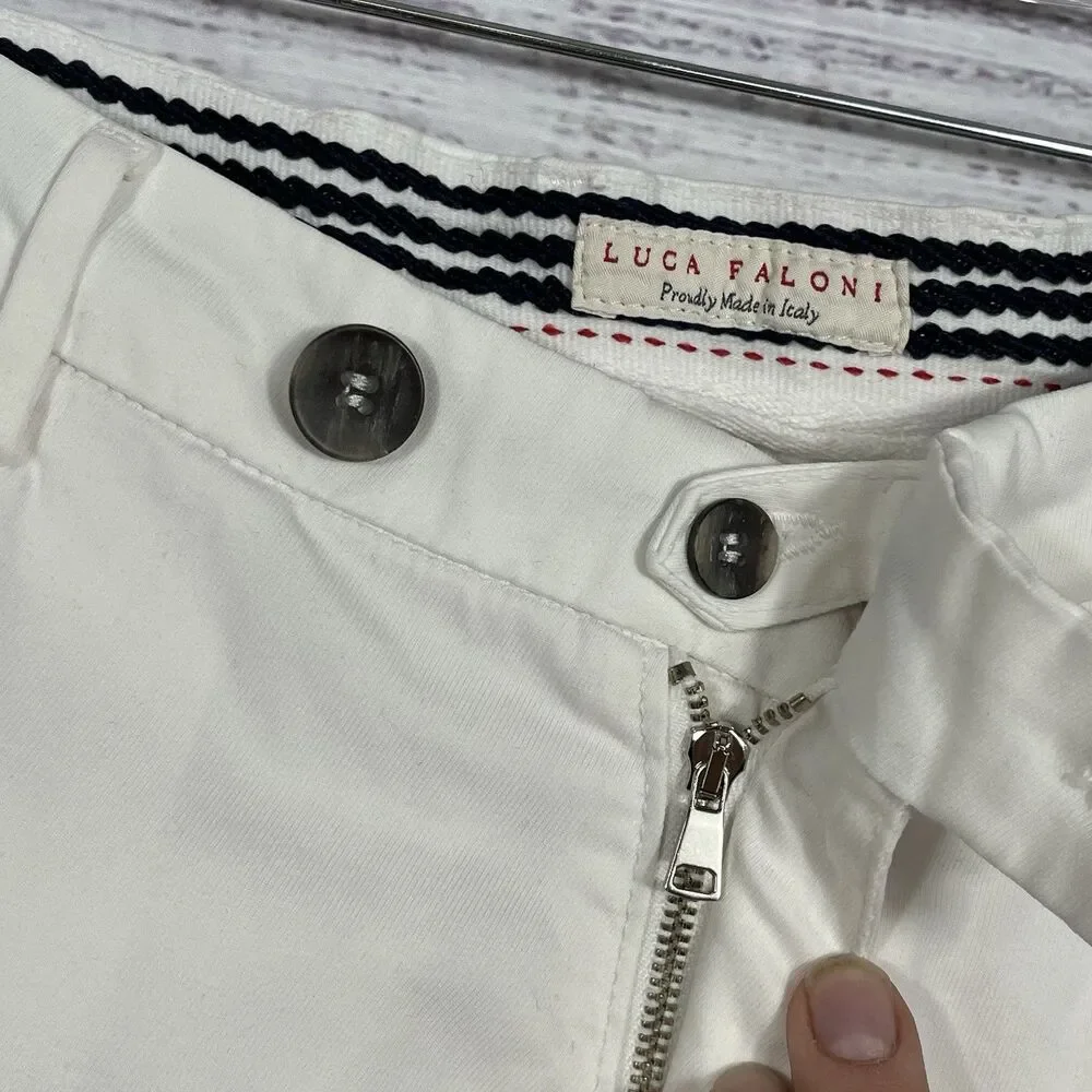 Luca Faloni White Summer Chinos Slim Cotton Trouser Made in Italy Men 30x28 READ